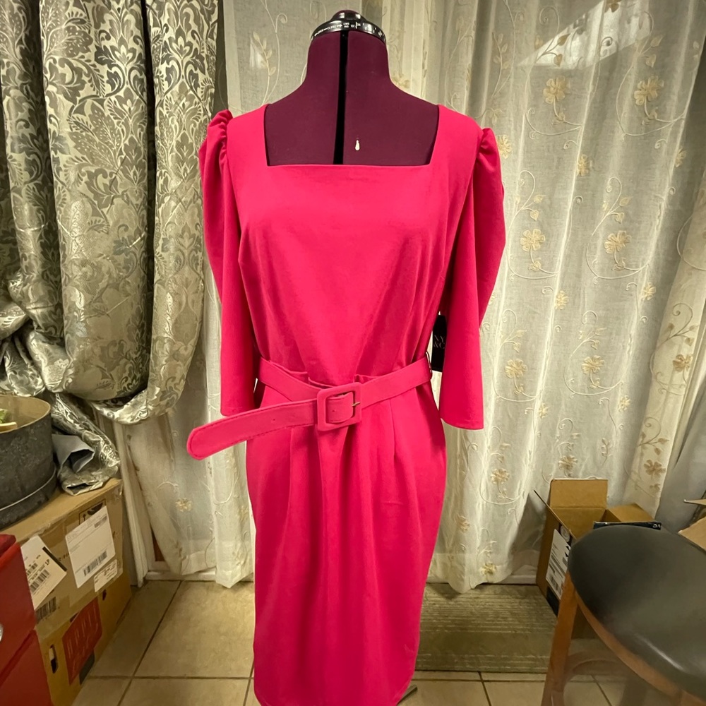 Pink dress with belt